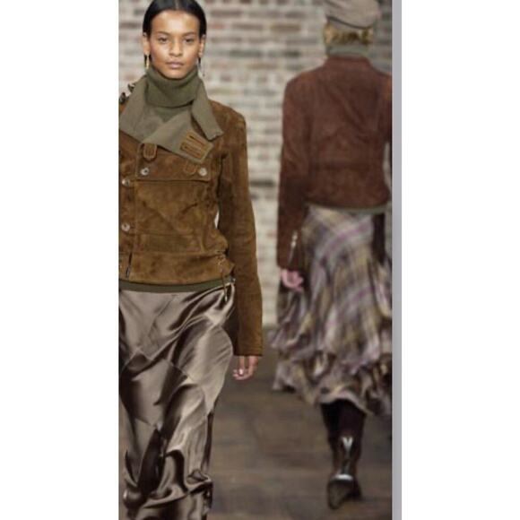 Ralph Lauren Collection Silk Midi Skirt 12 Asymmetrical Plaid Flowy Runway 2003 - Picture 7 of 13